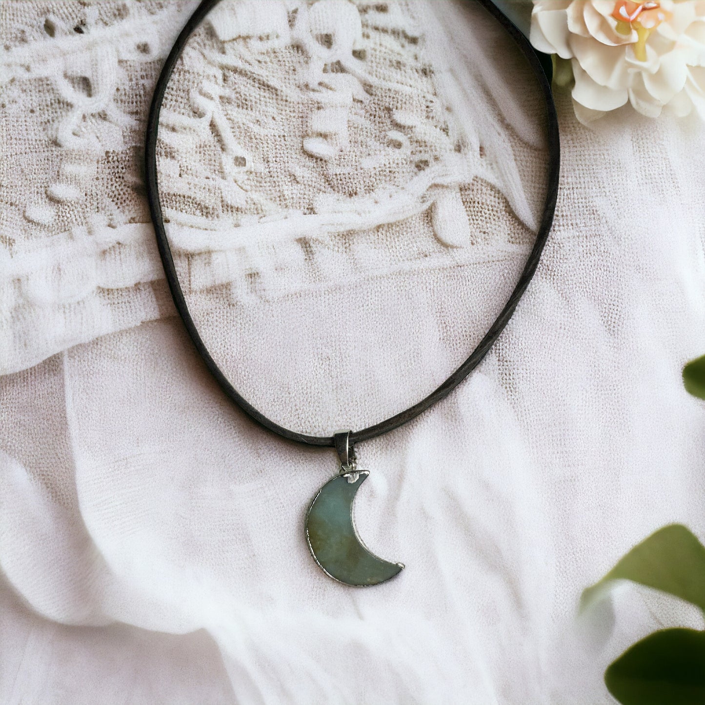 Amazonite Cresent Moon Necklace