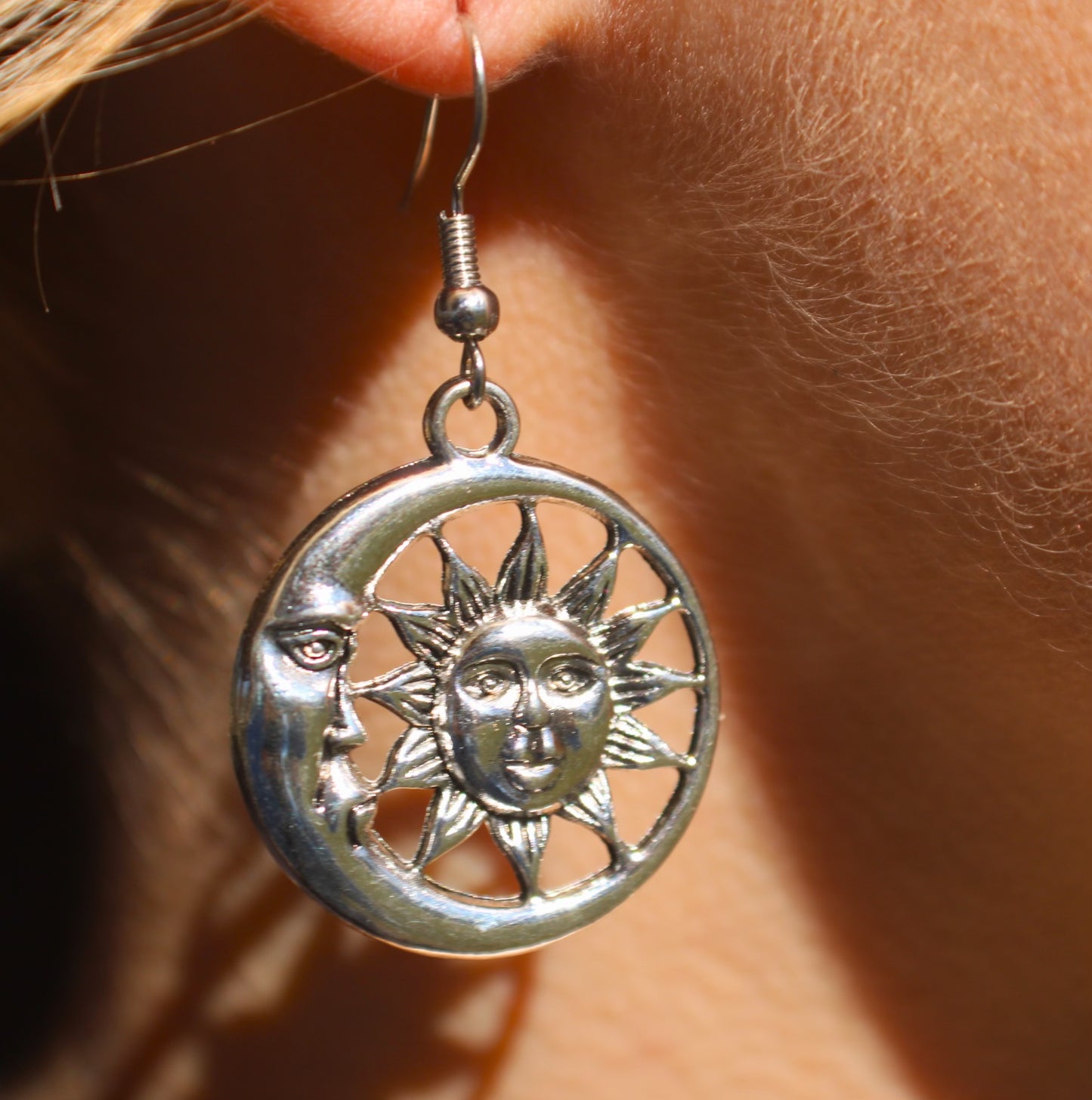 Silver Sun & Moon Earrings