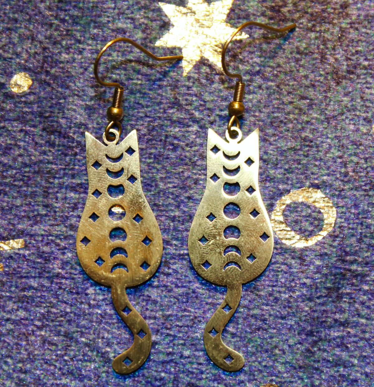 Moon Phases Cat Earrings