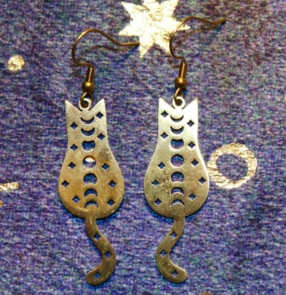 Moon Phases Cat Earrings