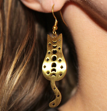 Moon Phases Cat Earrings